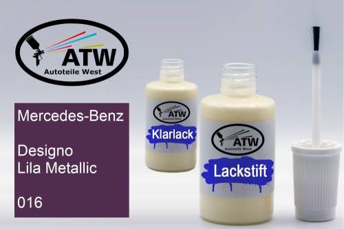 Mercedes-Benz, Designo Lila Metallic, 016: 20ml Lackstift + 20ml Klarlack - Set, von ATW Autoteile West.